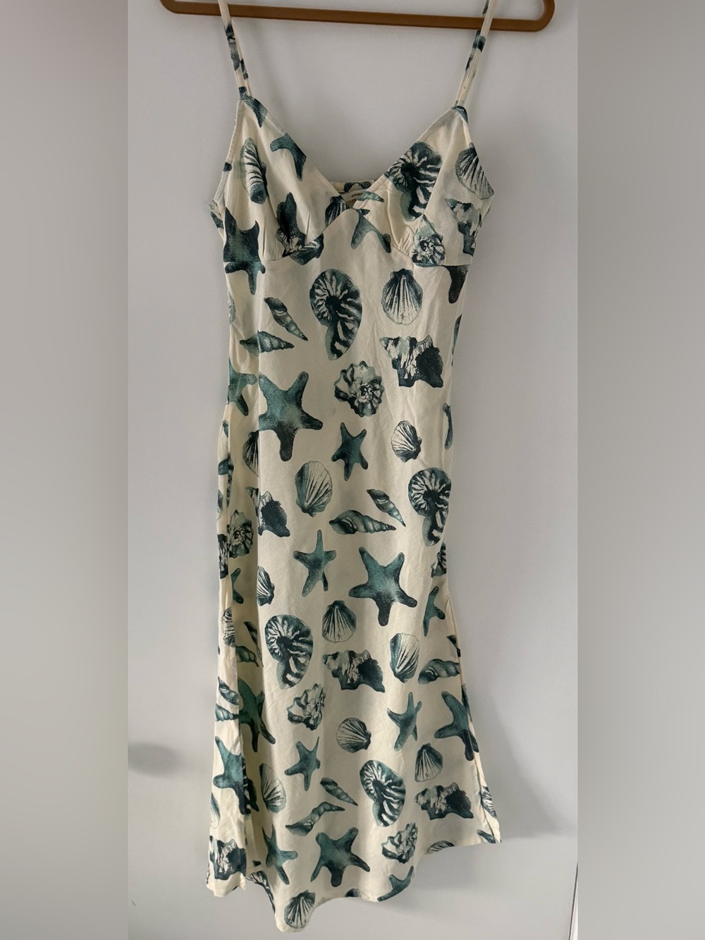 O'Neill Cream Maxi Skirt with Teal Seashell Print
